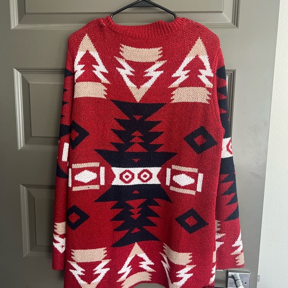 Red and Black Patterned Women's Sweater - Picture 3 of 3